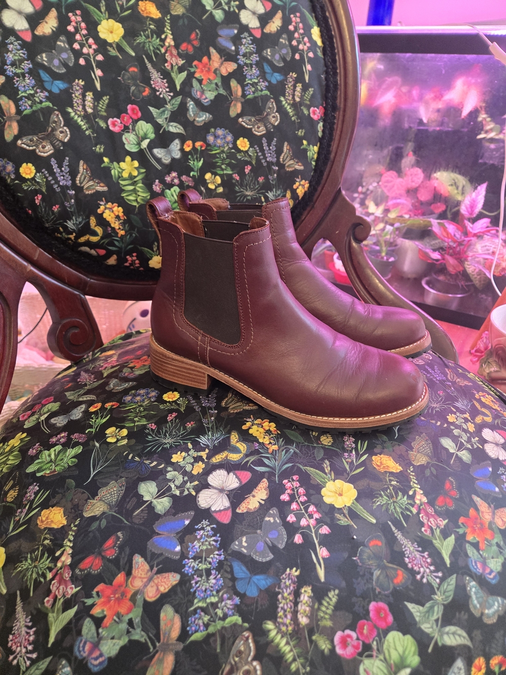 Women's Patina Portland Leather, Chelsea Boots - Burgundy/ Mahogany Leather 9.5